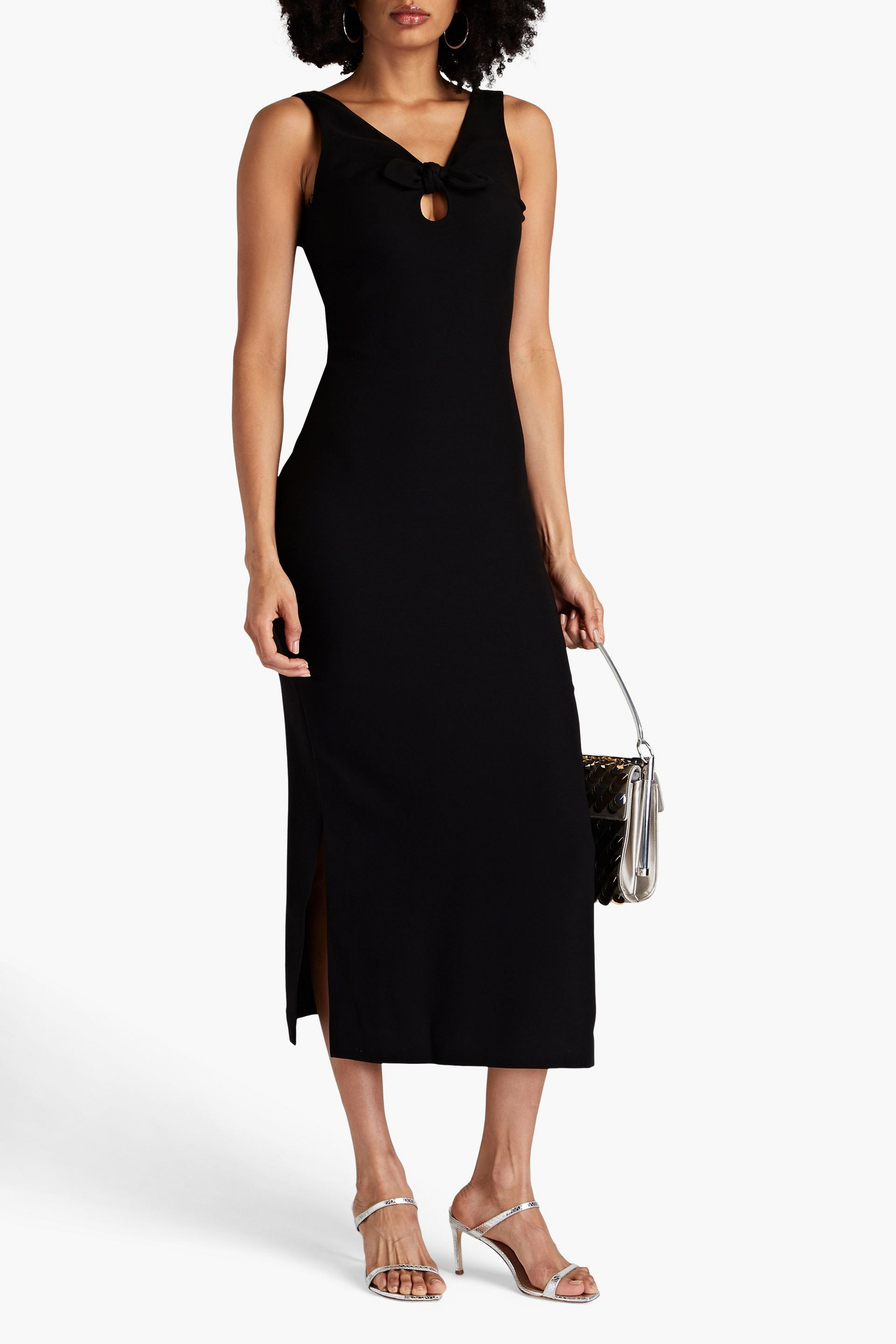 Saloni Cutout bow-detailed crepe midi dress