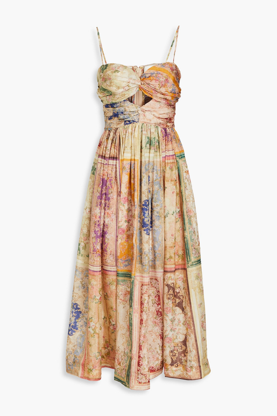 zimmermann - draped cutout floral-print silk midi dress - multicolor - 3