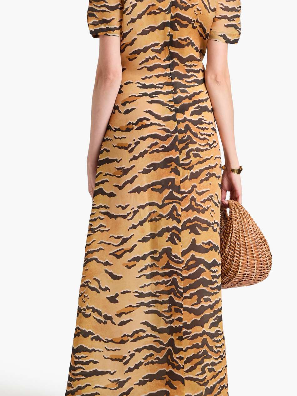 tiger-print silk maxi dress