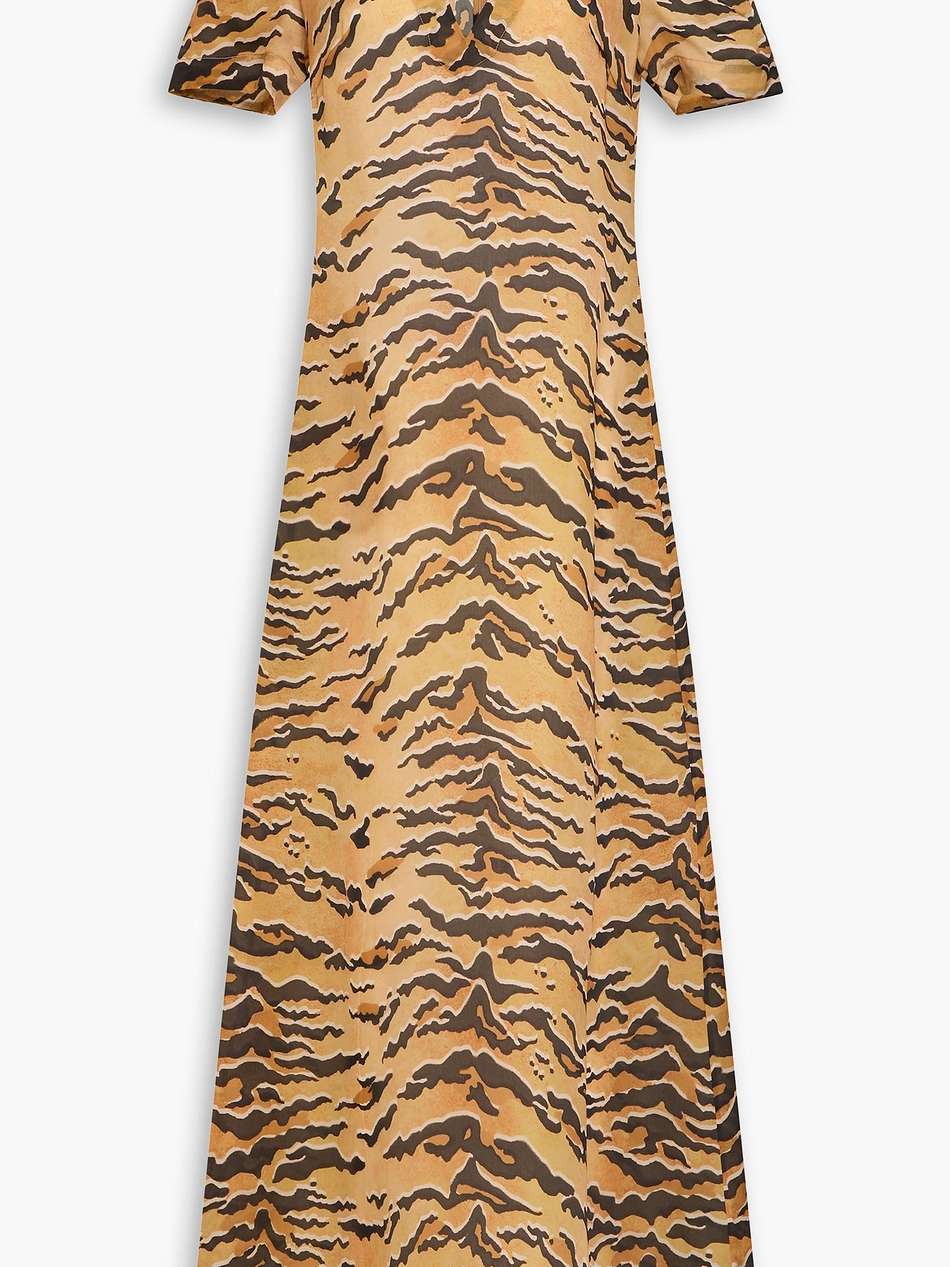 tiger-print silk maxi dress