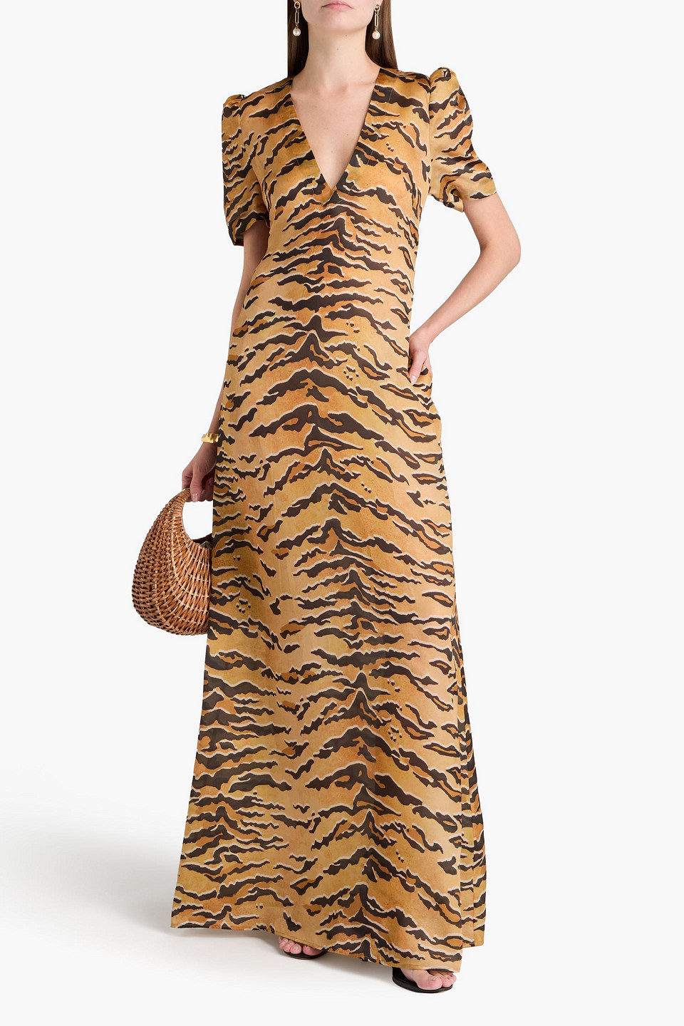 ZIMMERMANN TIGER-PRINT SILK MAXI DRESS 