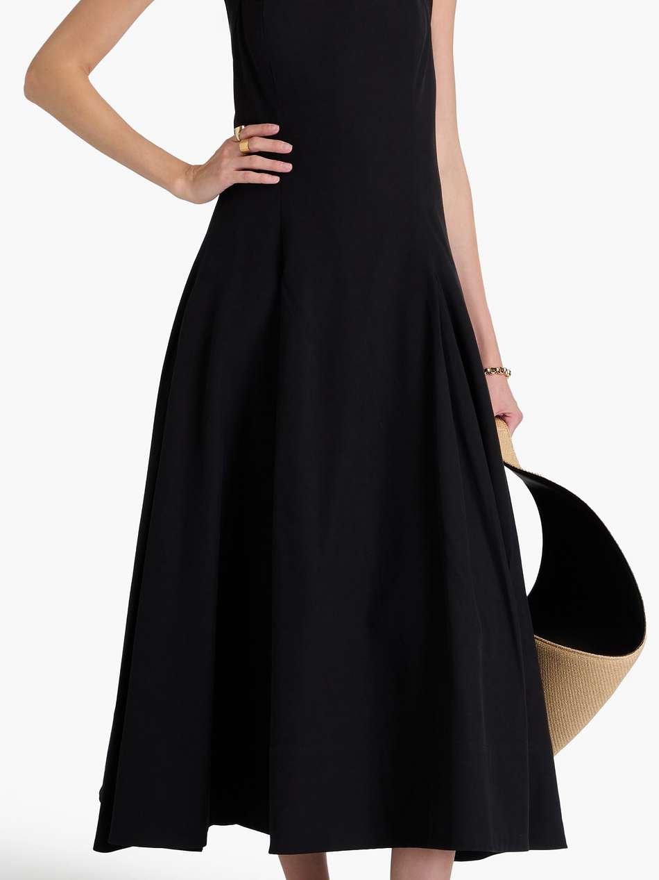 pleated cotton-blend twill halterneck midi dress