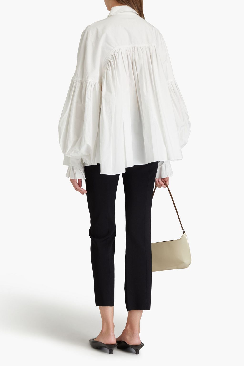 KHAITE Collie gathered cotton-poplin shirt