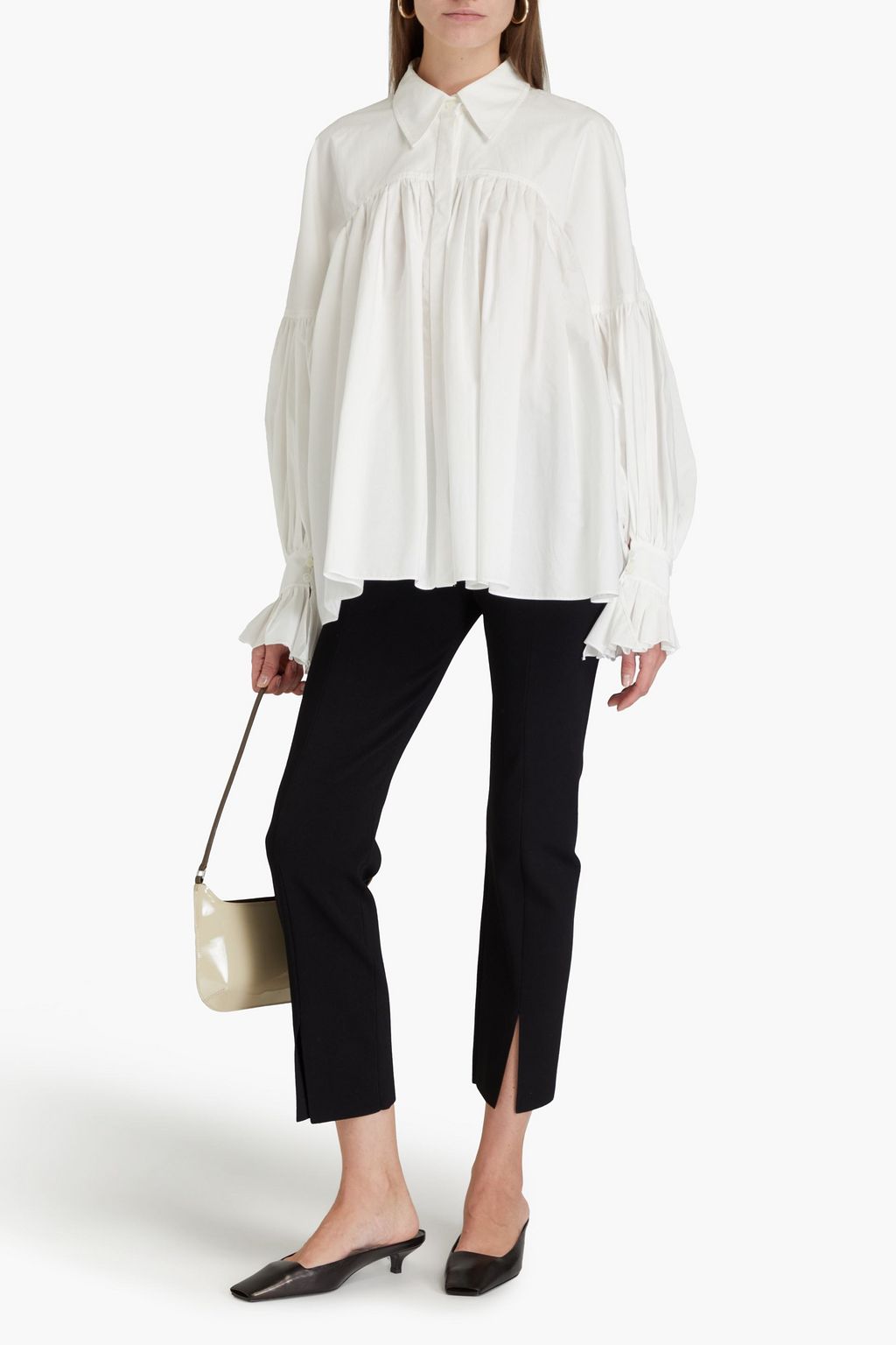 KHAITE Collie gathered cotton-poplin shirt