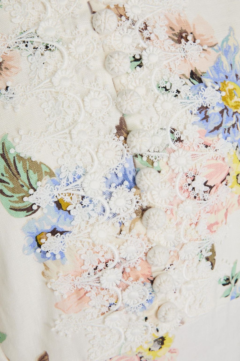 ZIMMERMANN リネン ミニワンピース レーストリム フローラルプリント