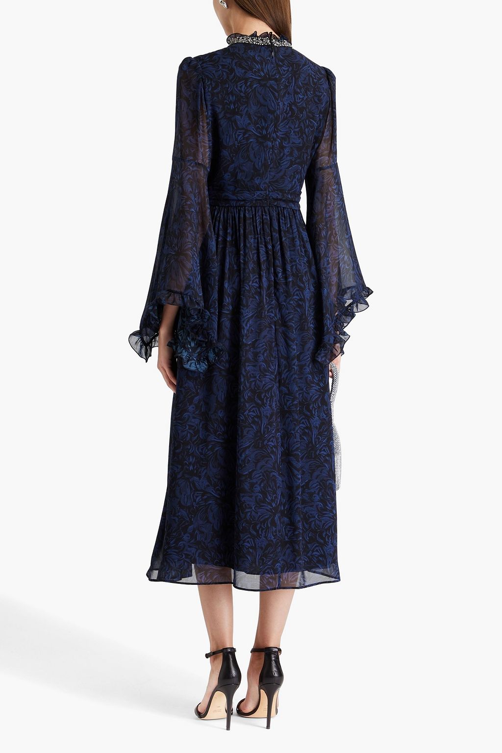 SALONI Hope embellished printed silk-georgette maxi dress