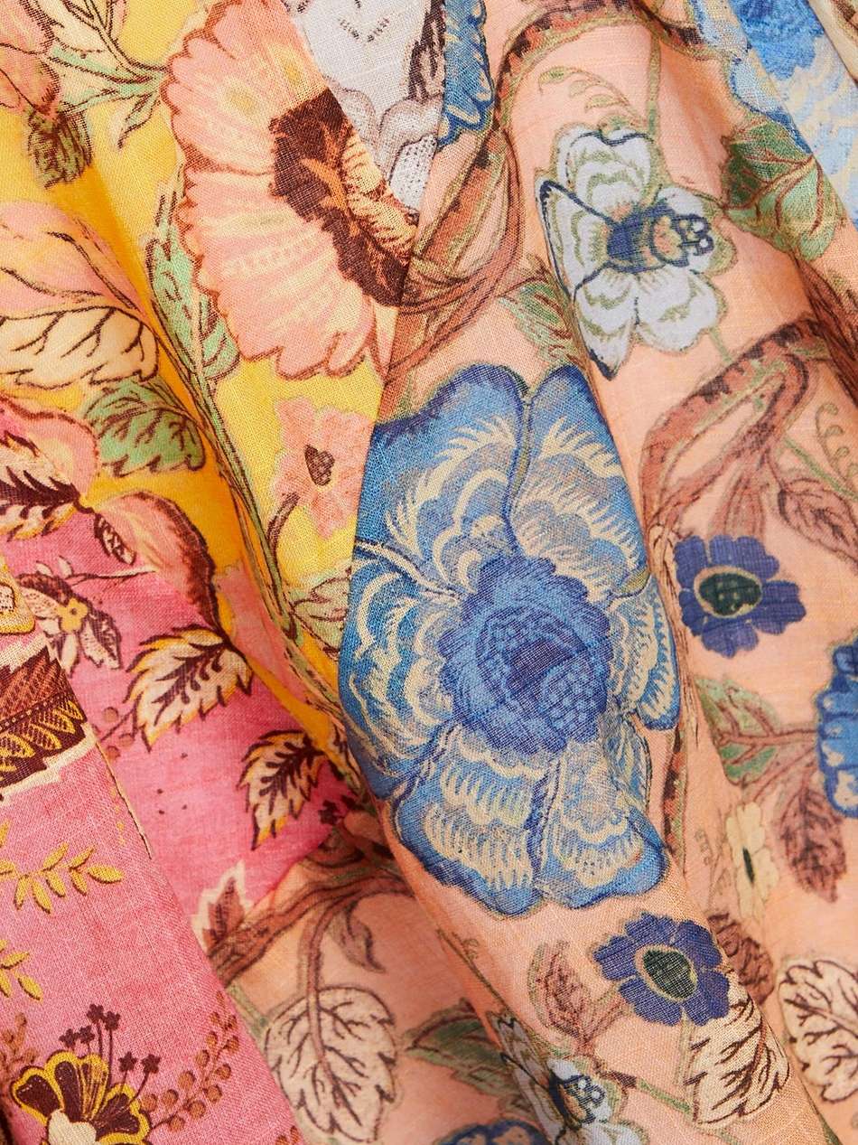 asymmetric floral-print cotton dress