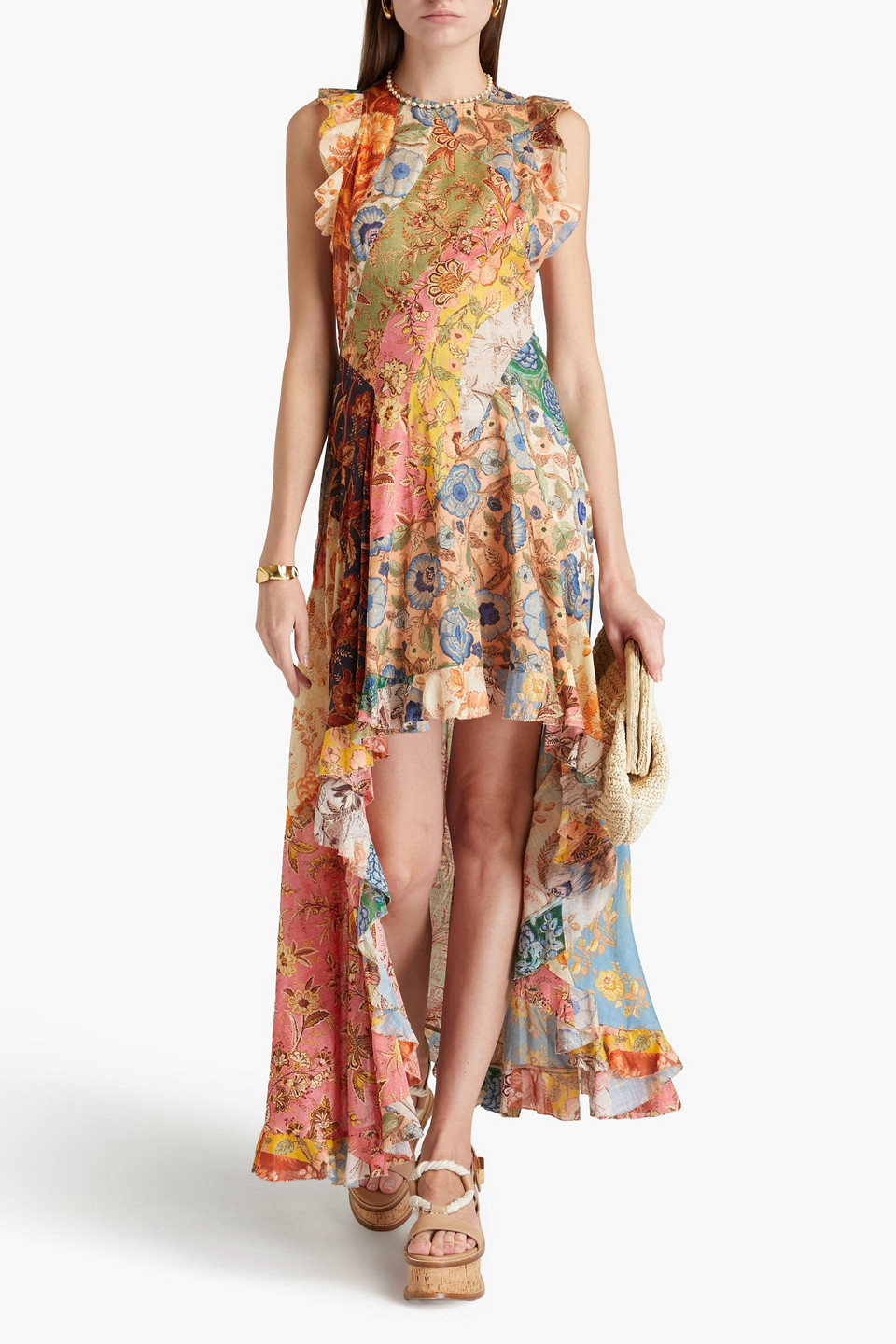 ZIMMERMANN ASYMMETRIC FLORAL-PRINT COTTON DRESS