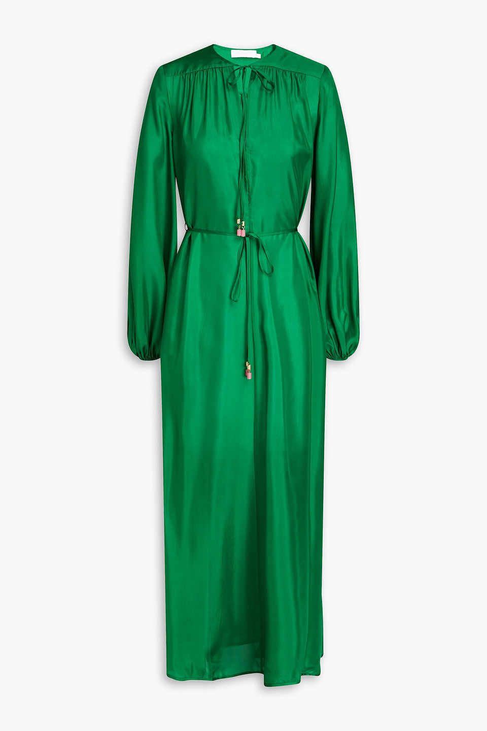 Zimmermann Organic Silk Junie Billow Maxi Dress In Green