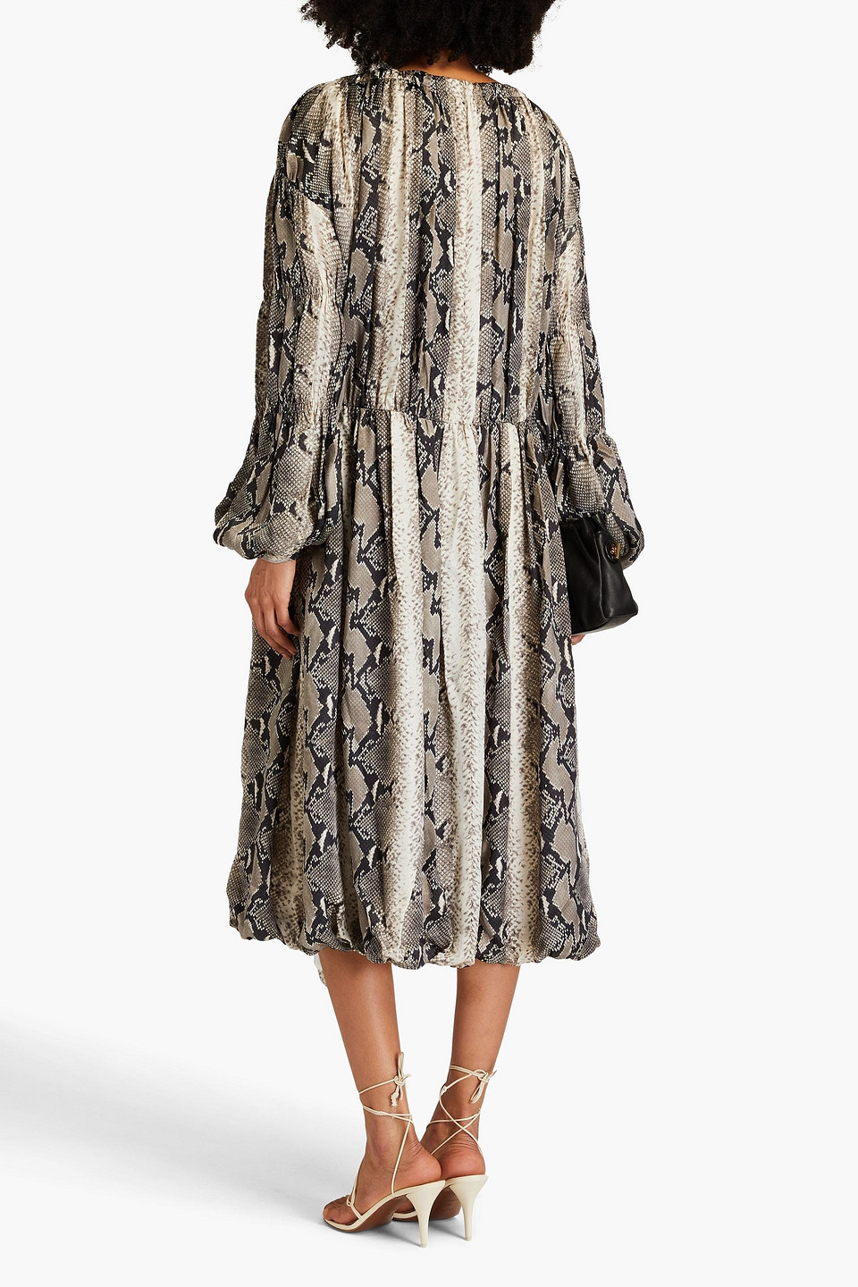 Khaite Cole Off-the-shoulder Snake-effect Georgette Maxi Dress In Animal Print