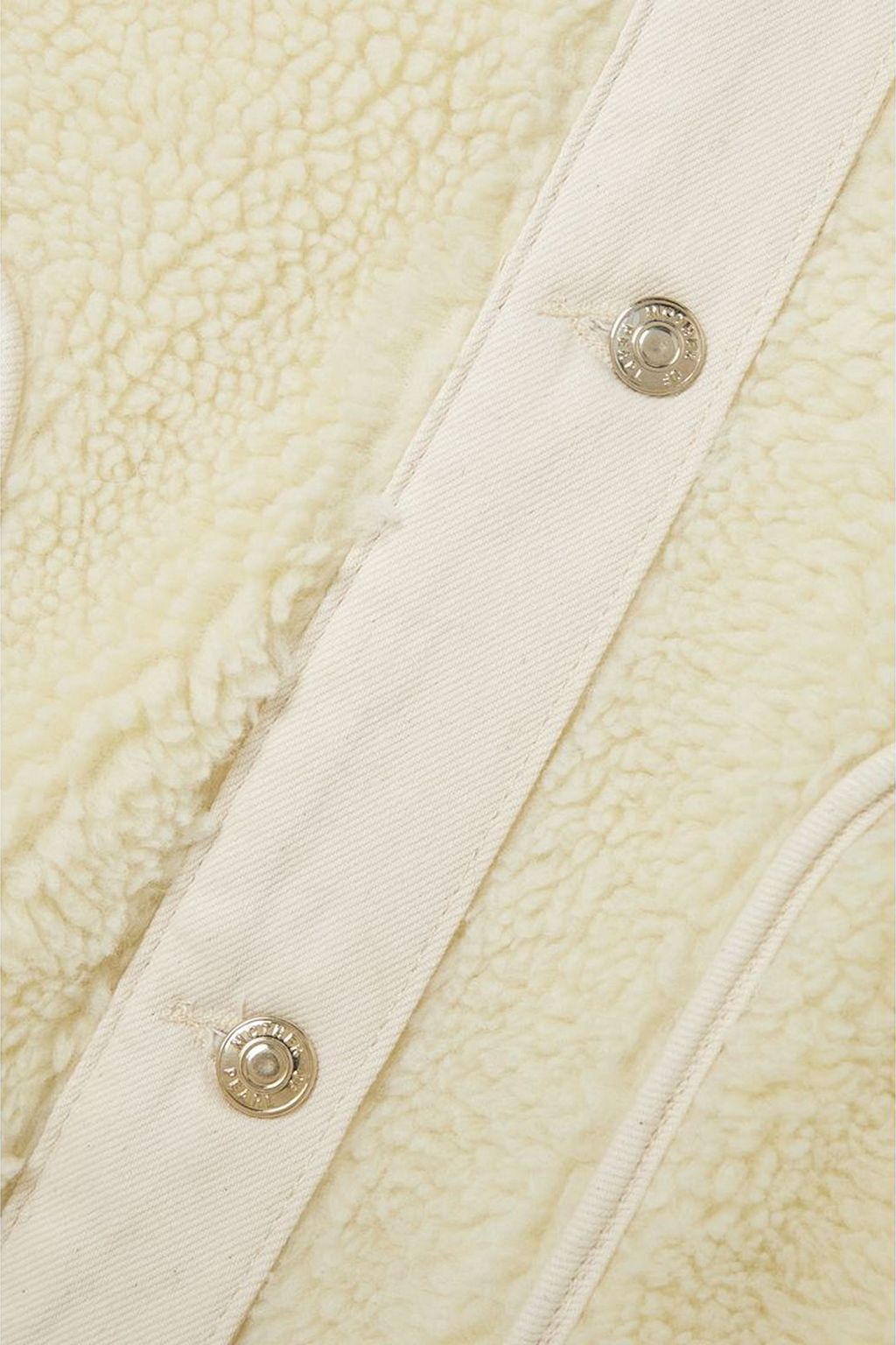 MOTHER OF PEARL جاكيت فضفاض مصنوع من الصوف الناعم بحواف من الدنيم