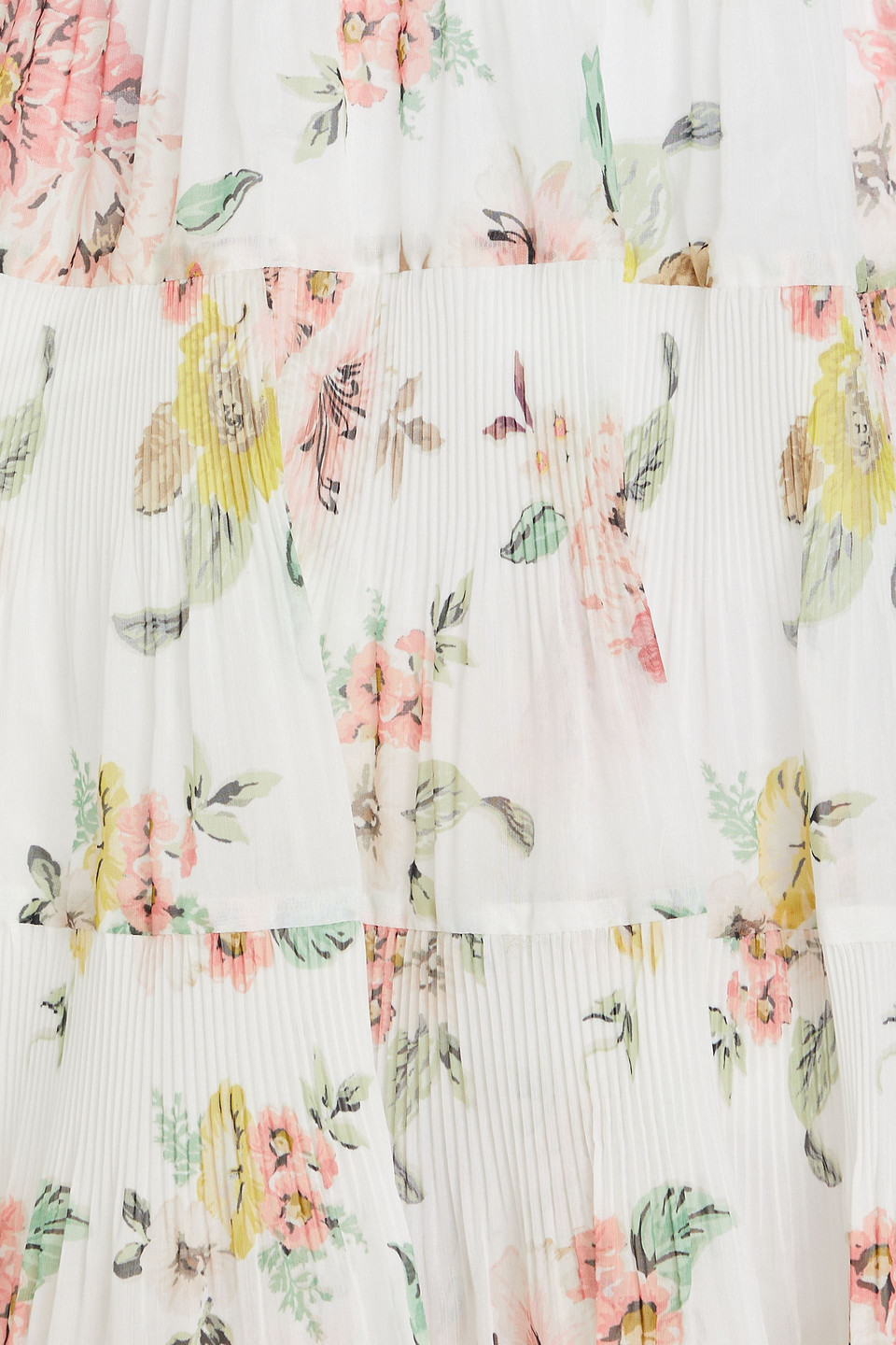Zimmermann Floral Print Tiered Midi Dress In White