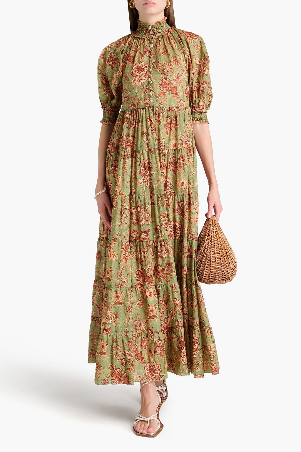 ZIMMERMANN Tiered floral-print cotton maxi dress