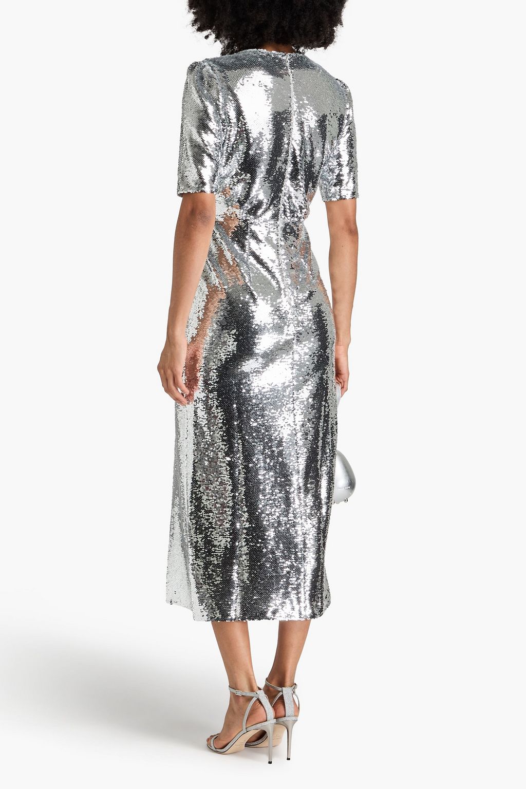 SALONI Sequined tulle midi dress