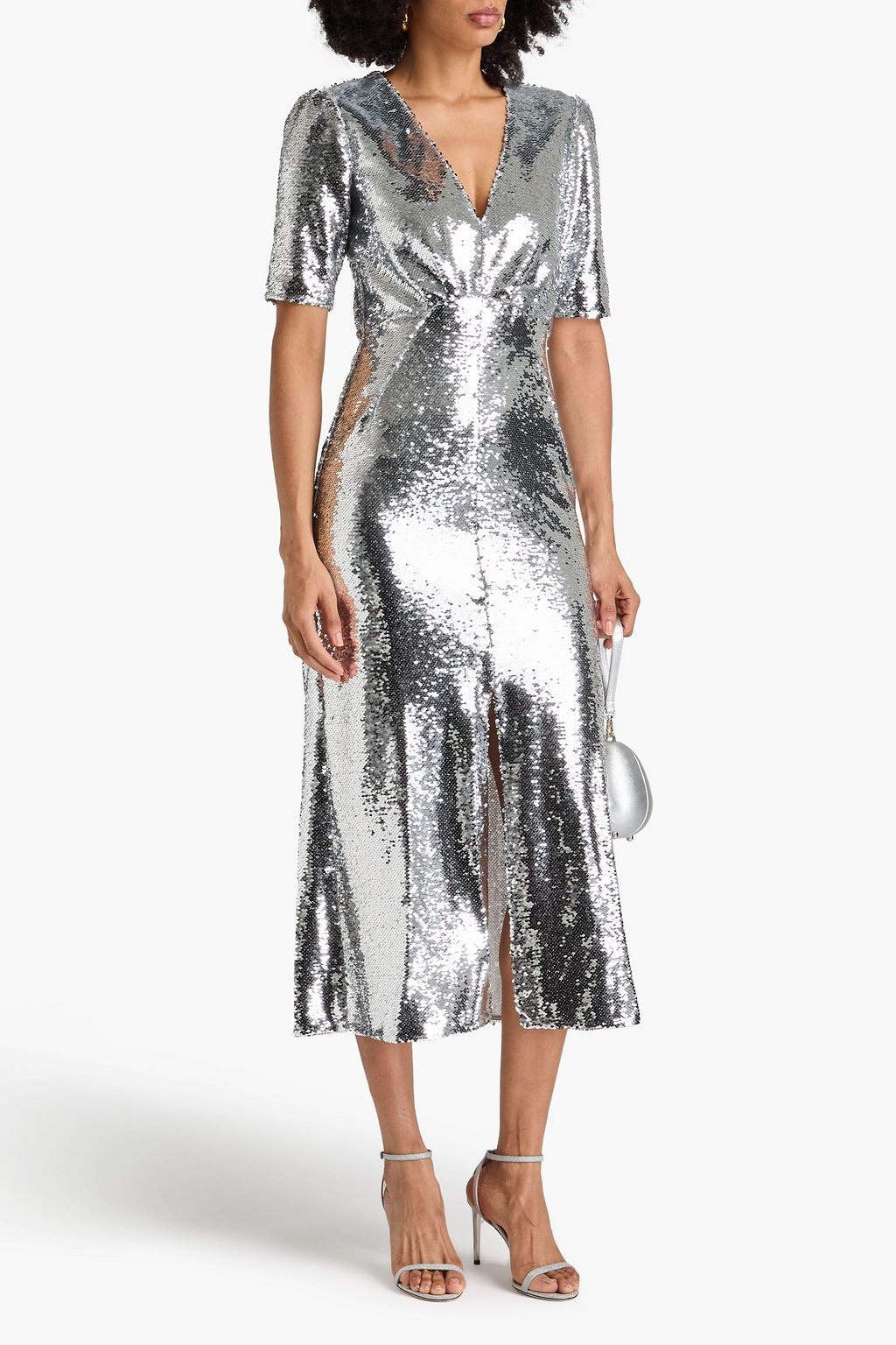 SALONI Sequined tulle midi dress