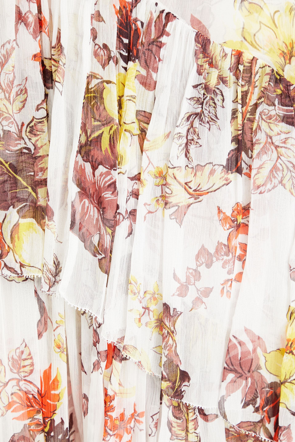 Shop Zimmermann Tiered Printed Crepon Midi Dress In Off-white