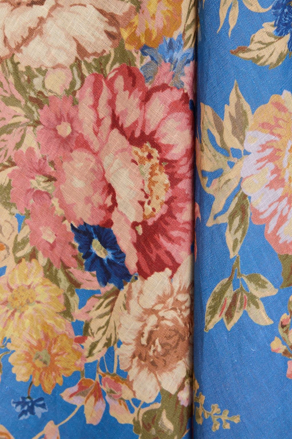 ZIMMERMANN Floral-print linen midi dress