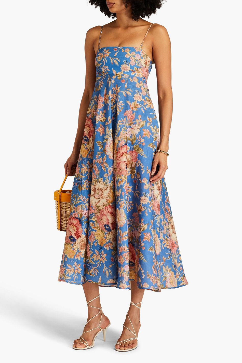 ZIMMERMANN Floral-print linen midi dress | THE OUTNET