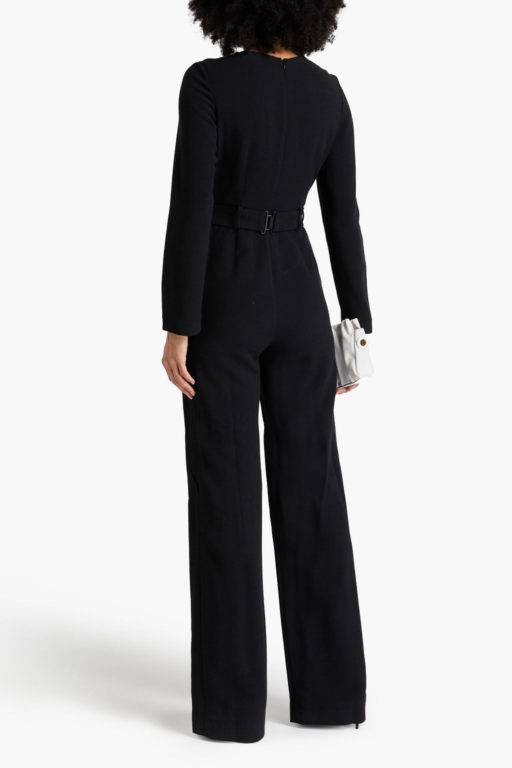 SALONI Lace-up crepe jumpsuit