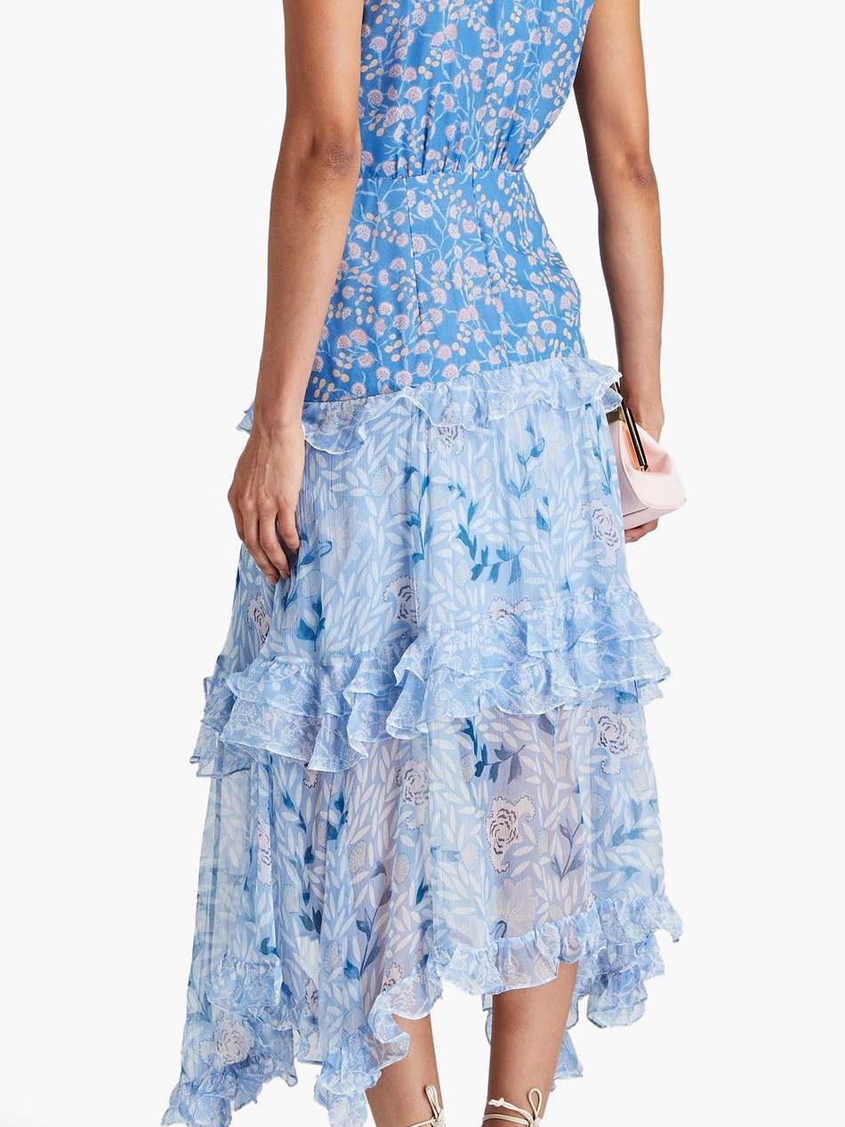 jolie tiered floral-print silk-chiffon midi dress