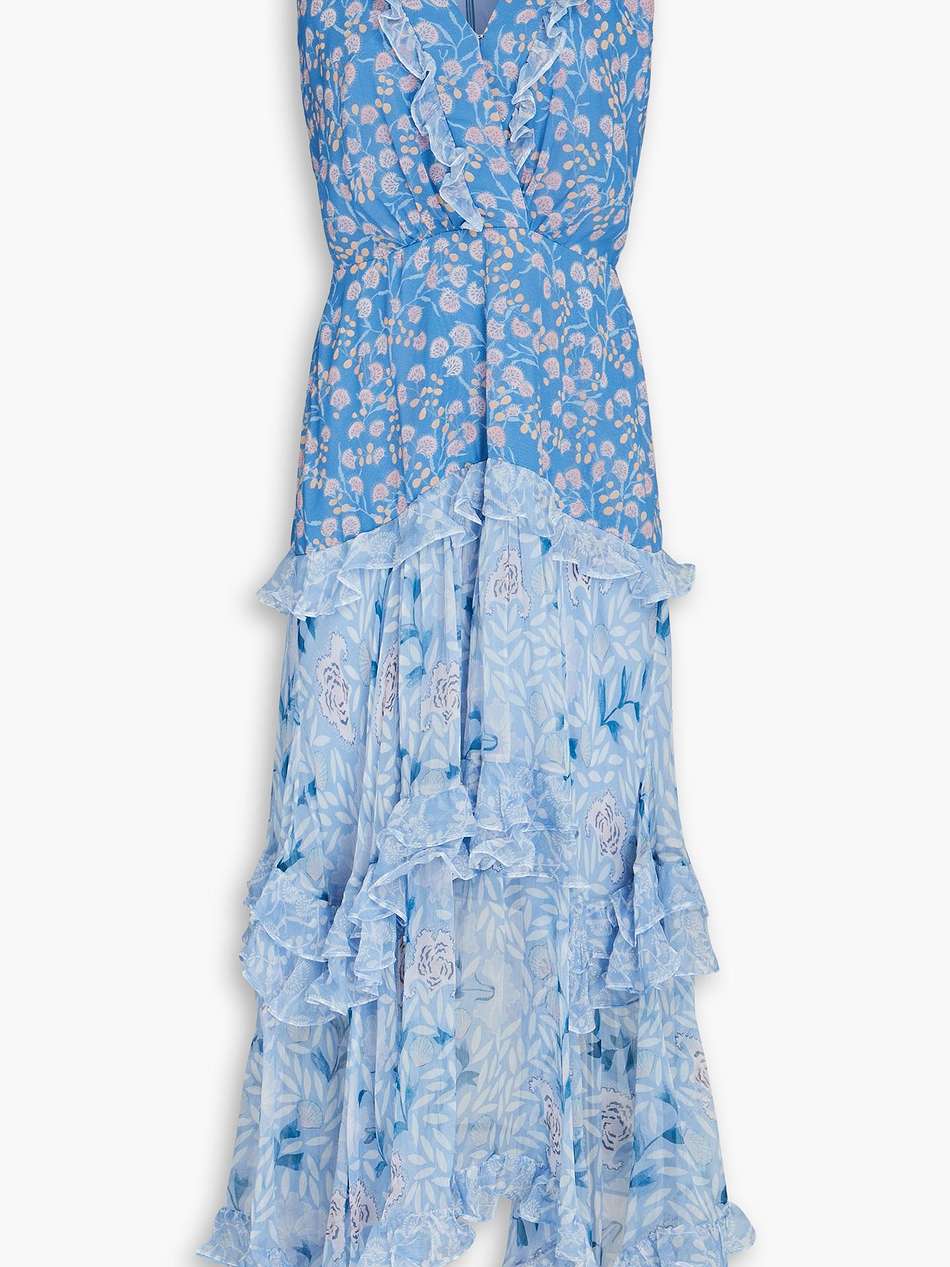 jolie tiered floral-print silk-chiffon midi dress