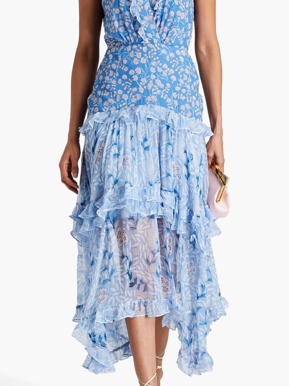 jolie tiered floral-print silk-chiffon midi dress