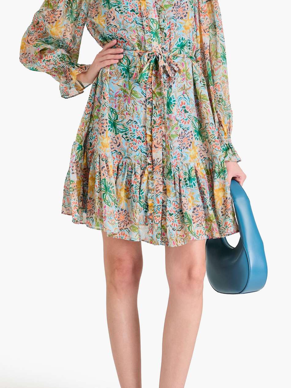 pixie ruffled floral-print silk-chiffon mini dress