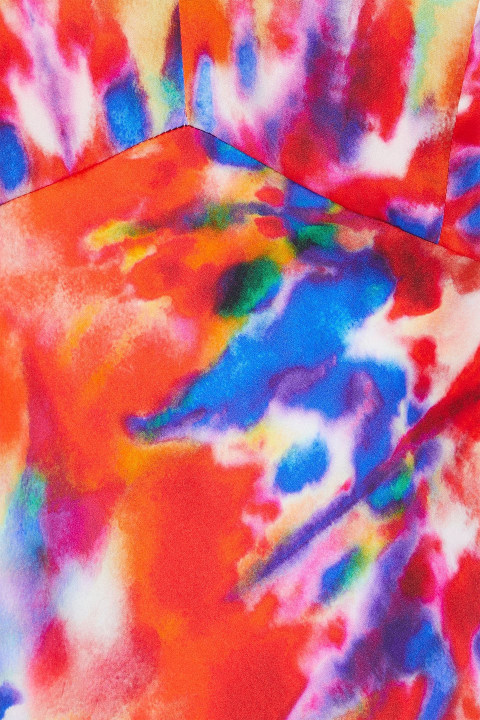 SALONI MIMI TIE-DYED SILK-SATIN MIDI DRESS