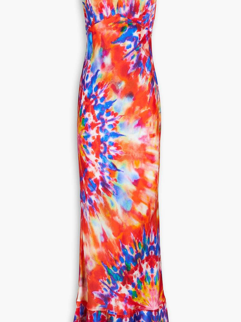 mimi tie-dyed silk-satin midi dress