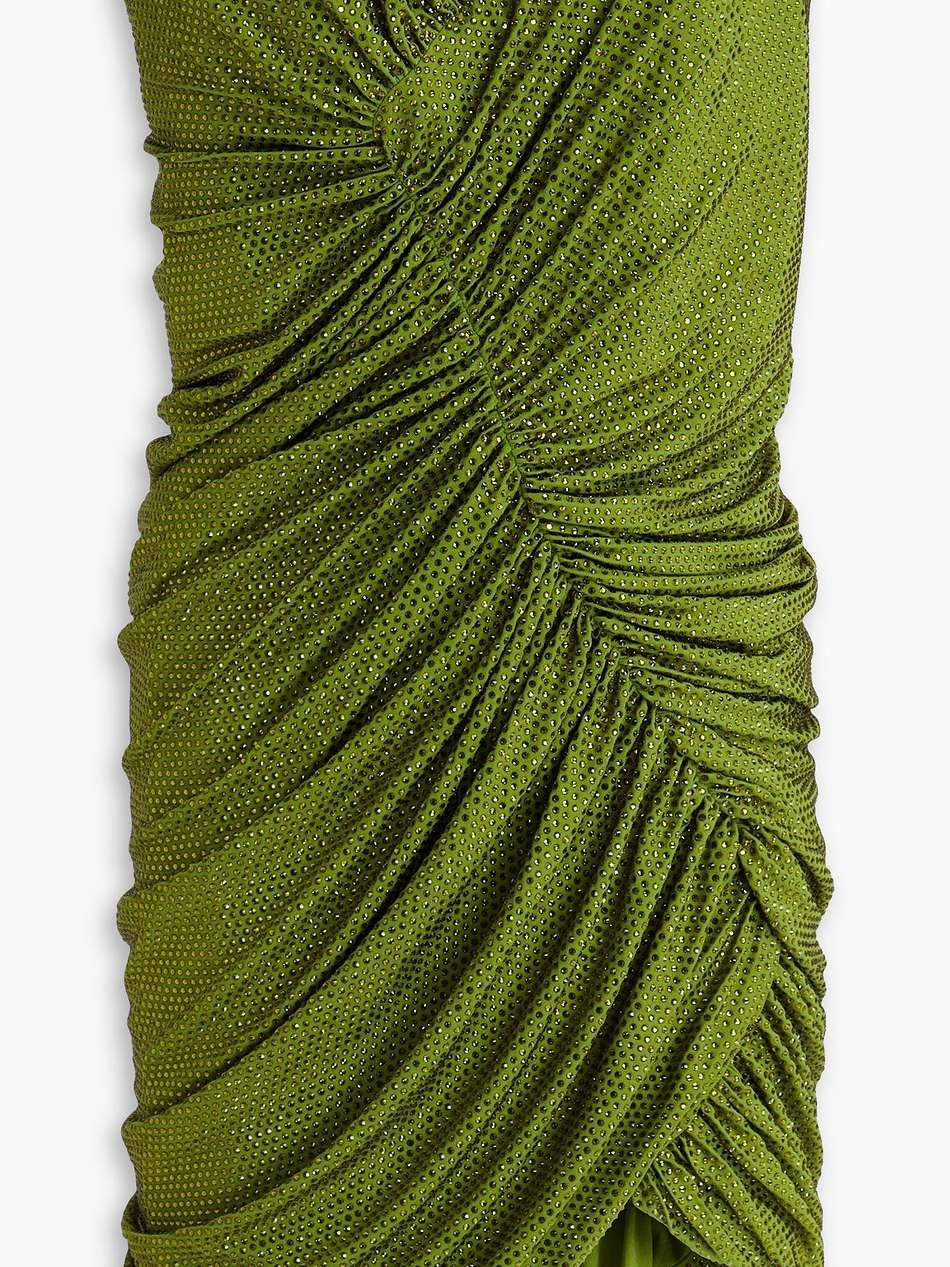 strapless ruched embellished stretch-jersey mini dress