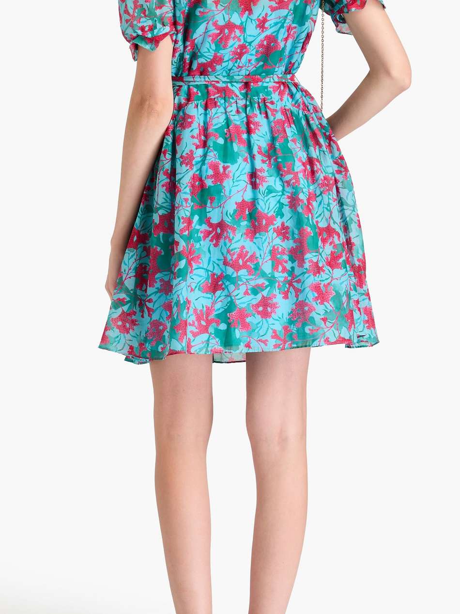 penny belted printed cotton and silk-blend voile mini dress