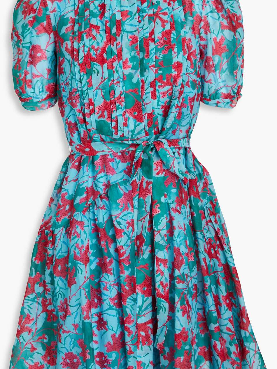 penny belted printed cotton and silk-blend voile mini dress