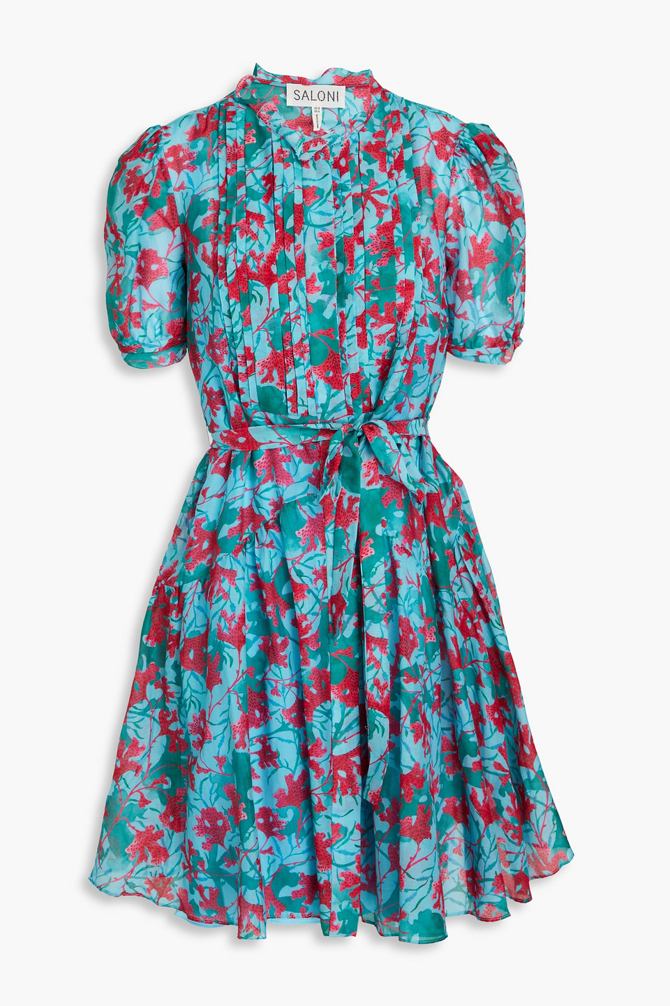 Penny belted printed cotton and silk-blend voile mini dress