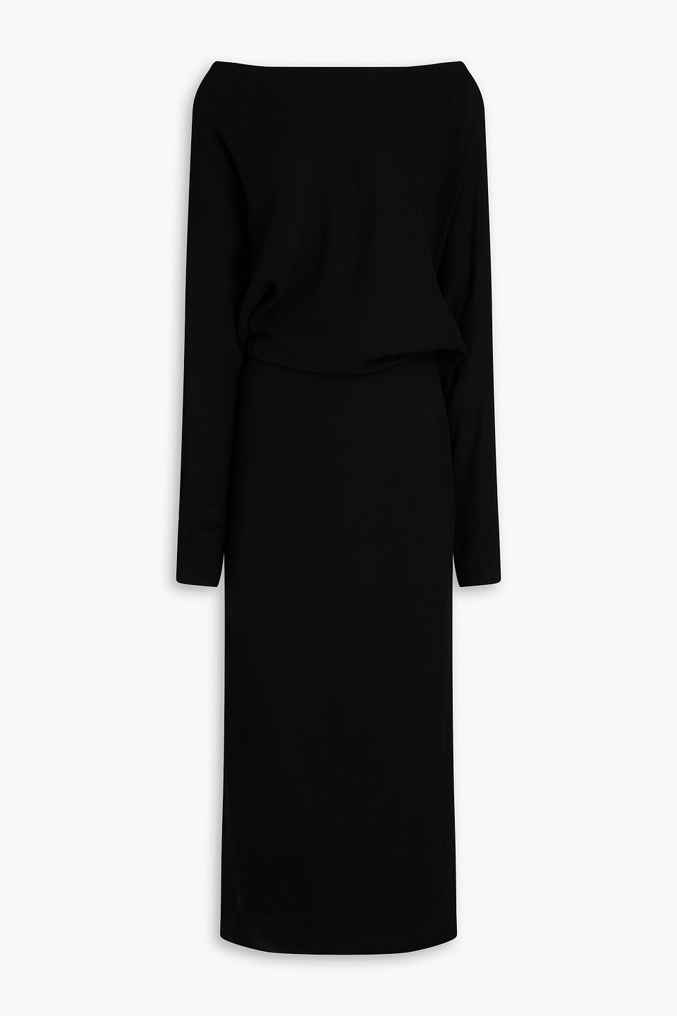 Khaite Draped Crepe Midi Dress In Black