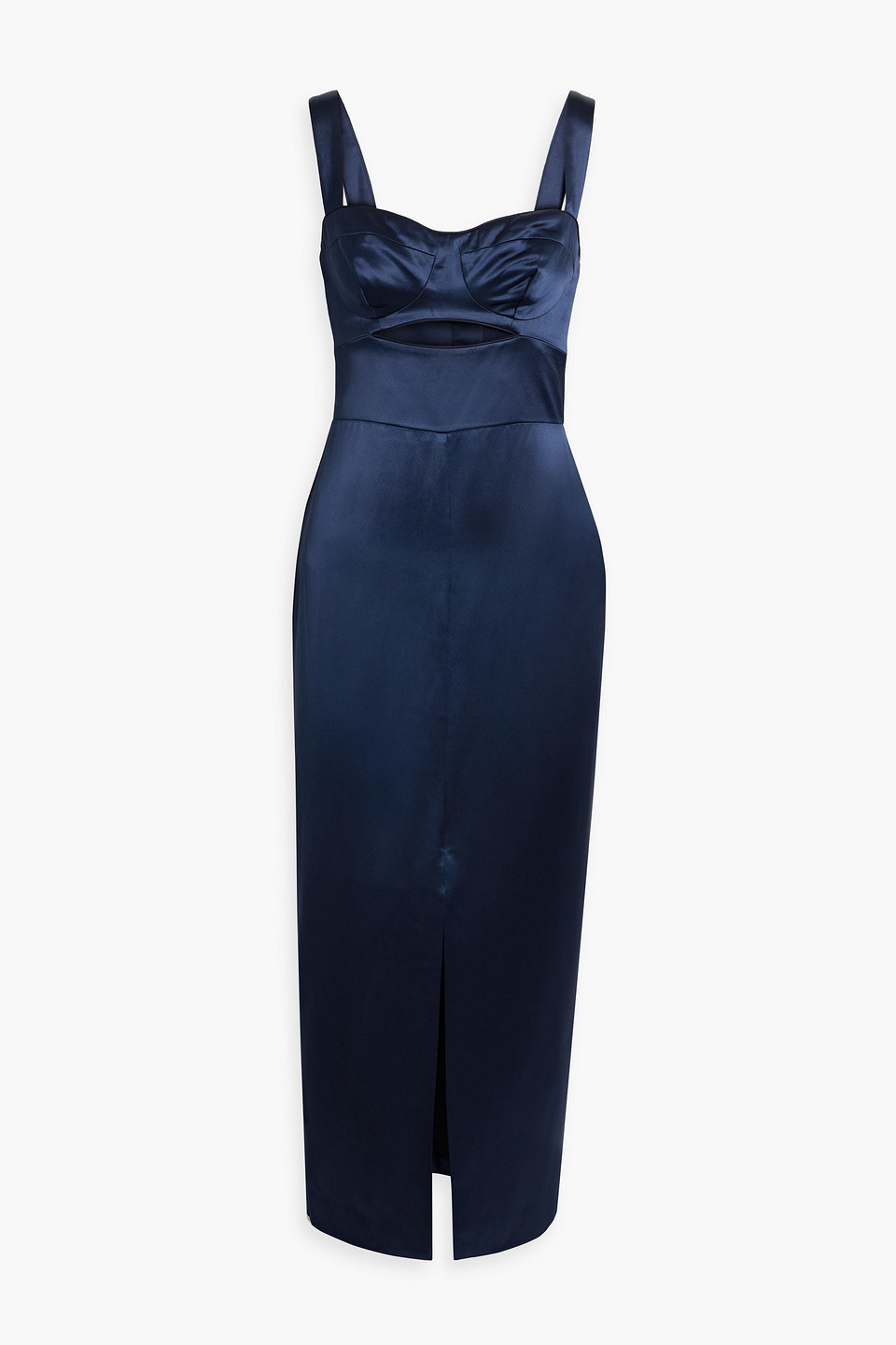 Nicholas Gia Cutout Satin Midi Dress In Navy