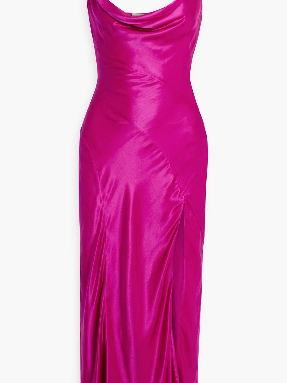 draped satin midi dress