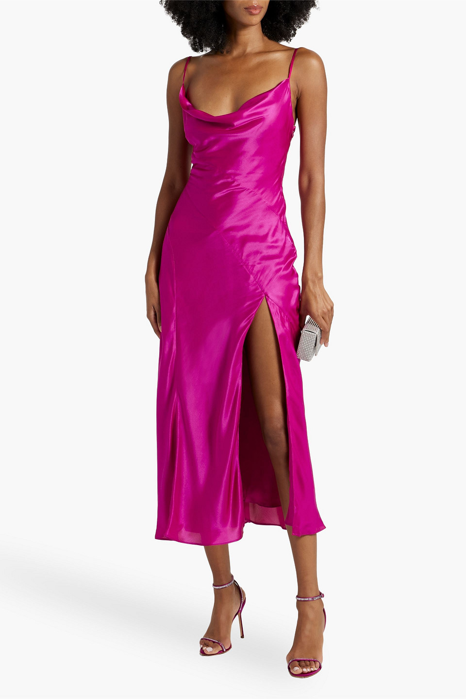 Nicholas Lennon Satin Dress In Magenta