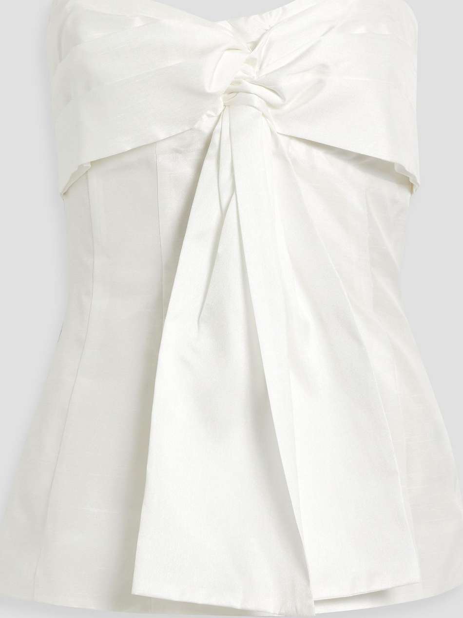 strapless draped shantung top