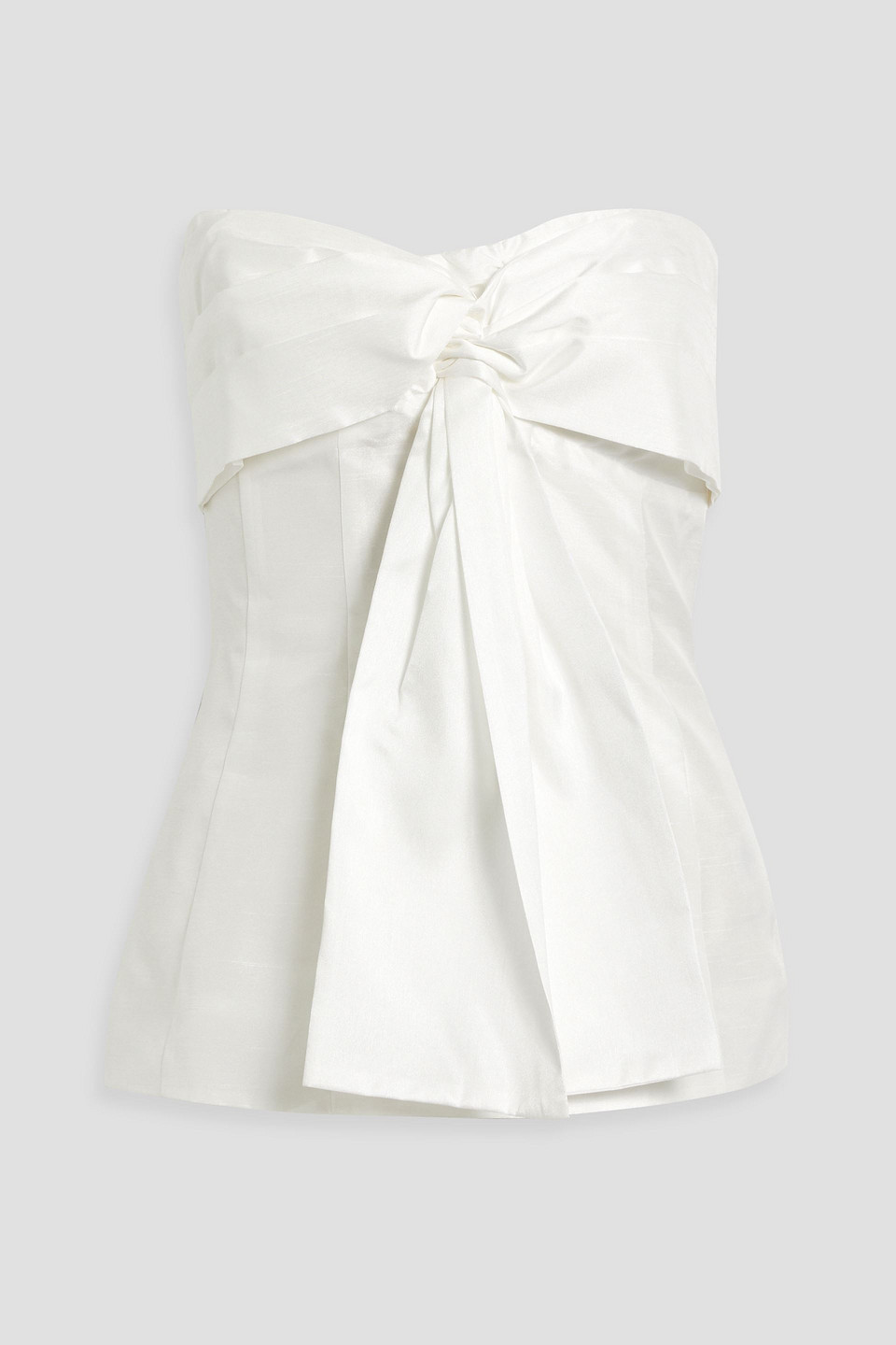 Strapless draped shantung top