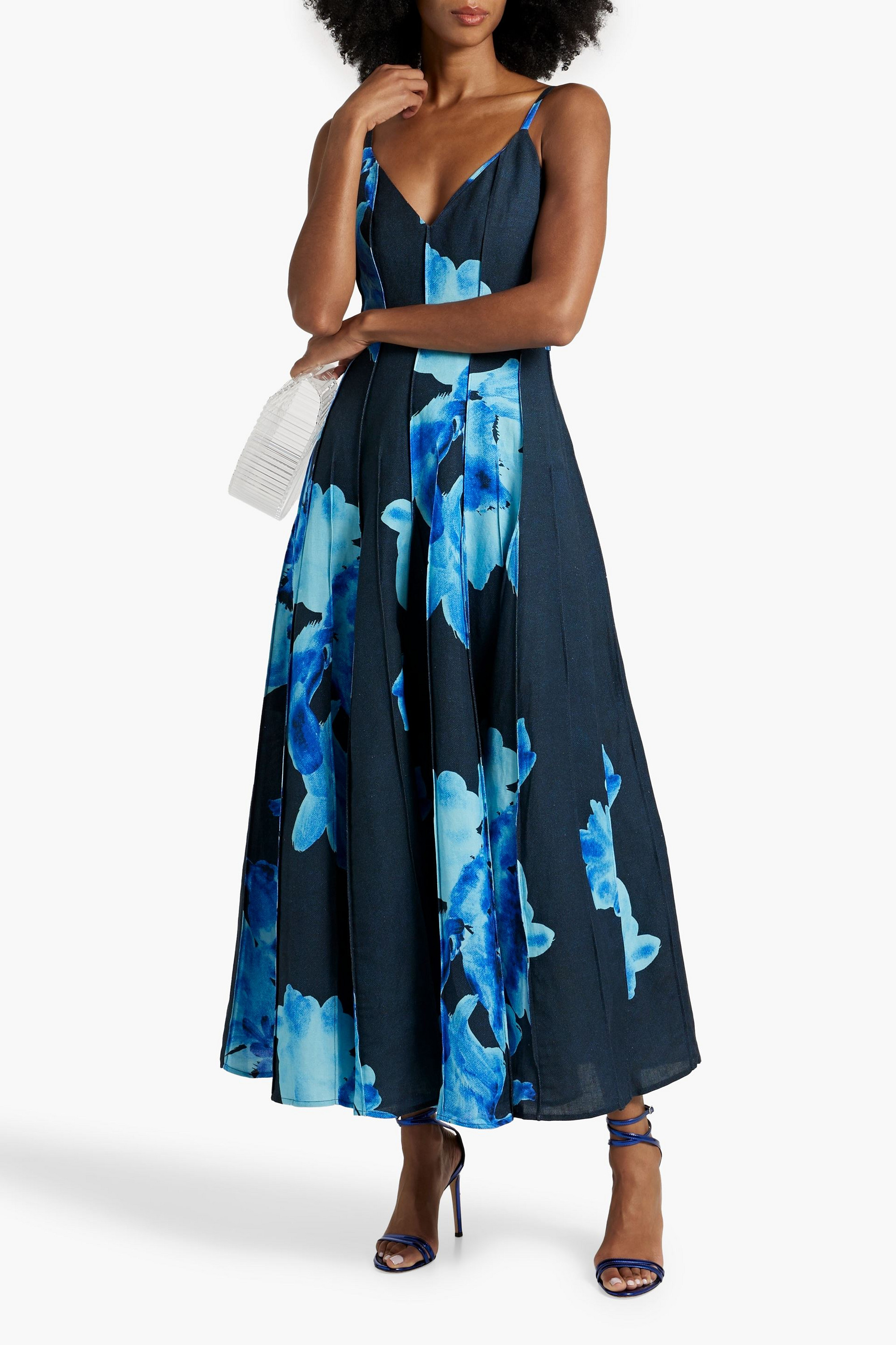 NICHOLAS Floral-print linen-blend maxi dress