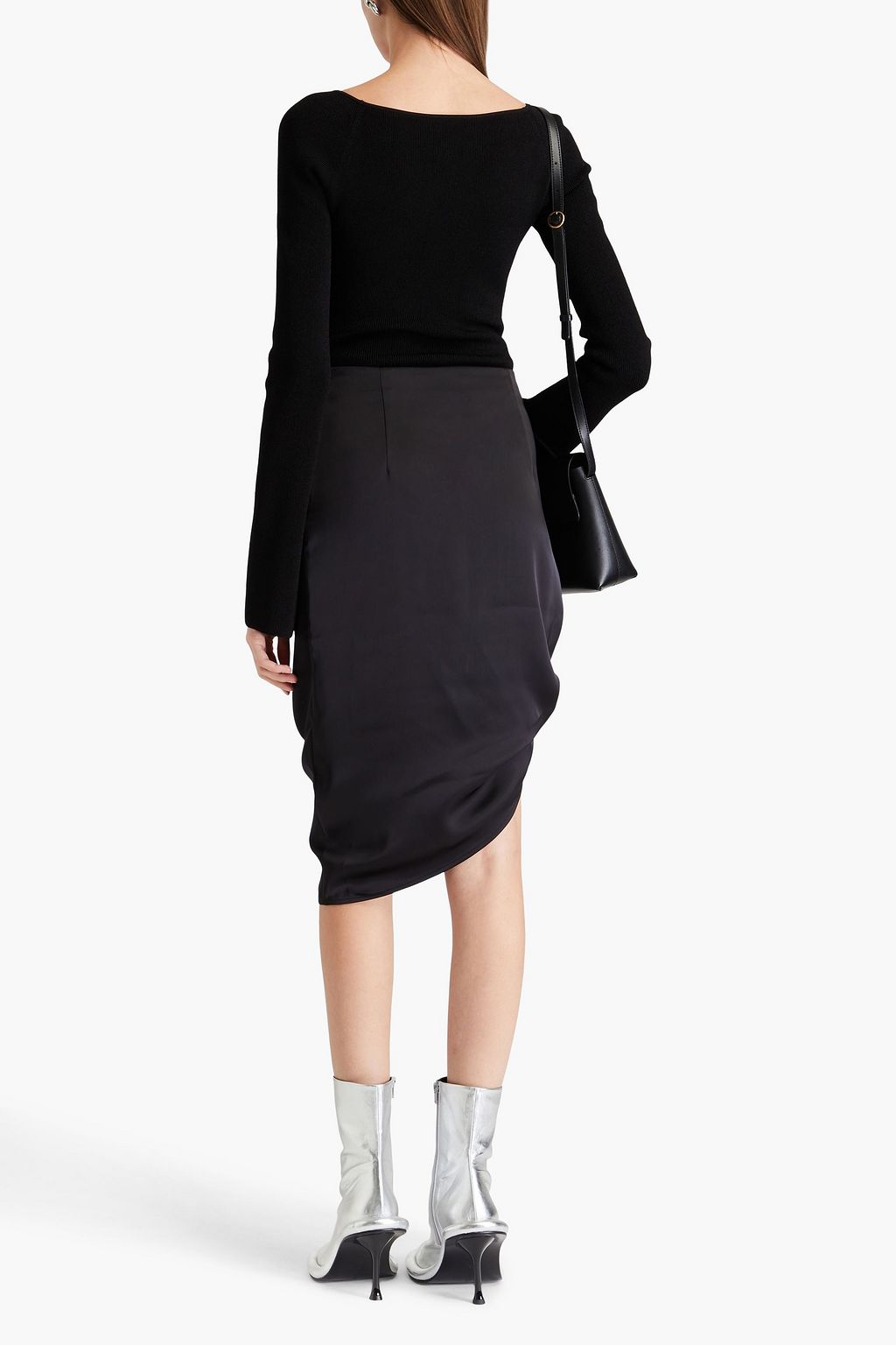 REMAIN BIRGER CHRISTENSEN تنورة من الساتان بقصّة غير متماثلة وبتصميم معقود