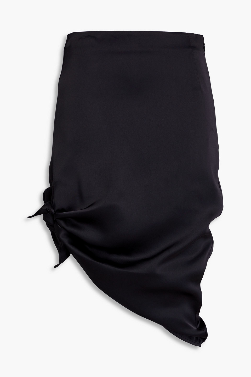 REMAIN Birger Christensen - Asymmetric knotted satin skirt - Black - DE 36