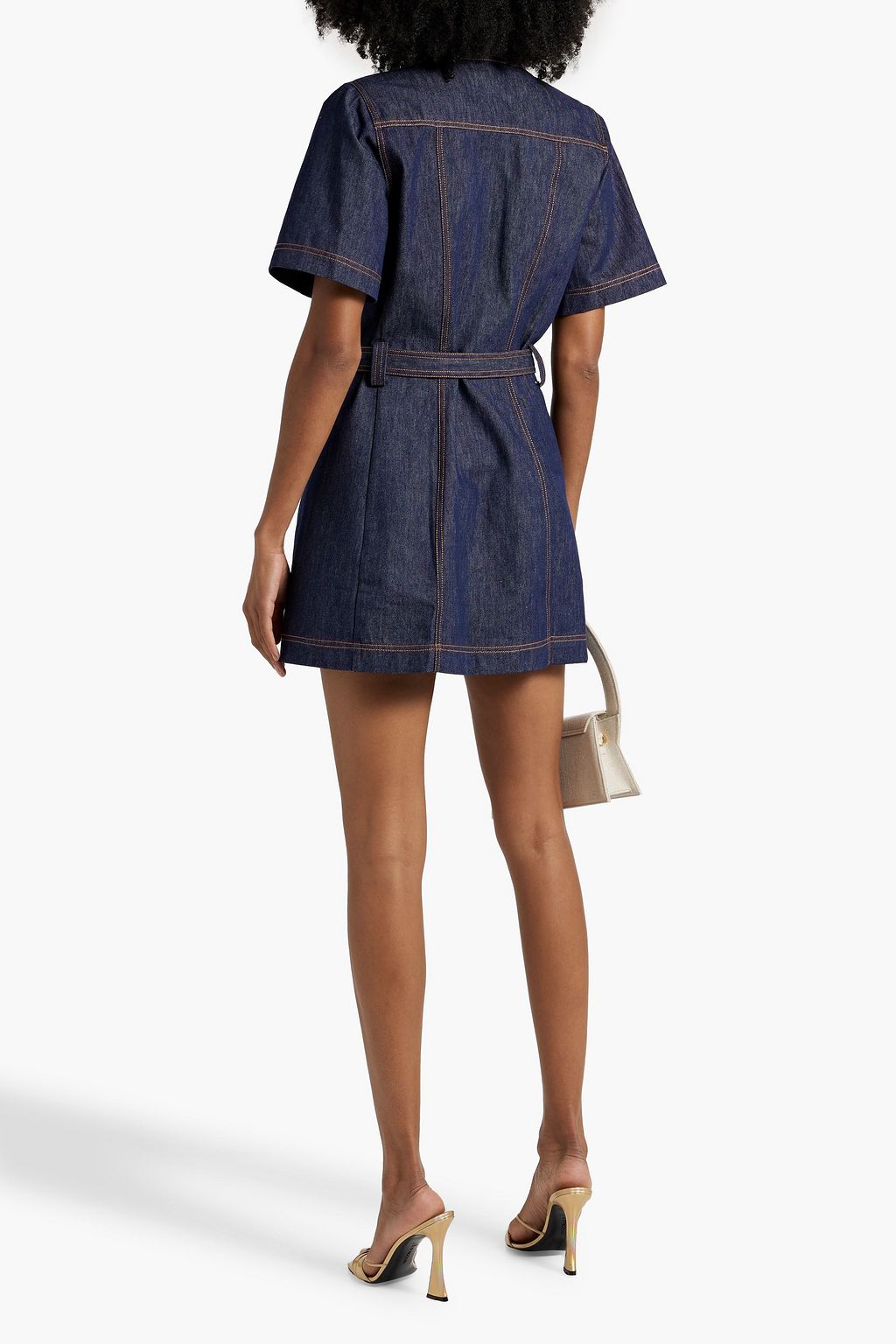NICHOLAS Belted denim mini shirt dress