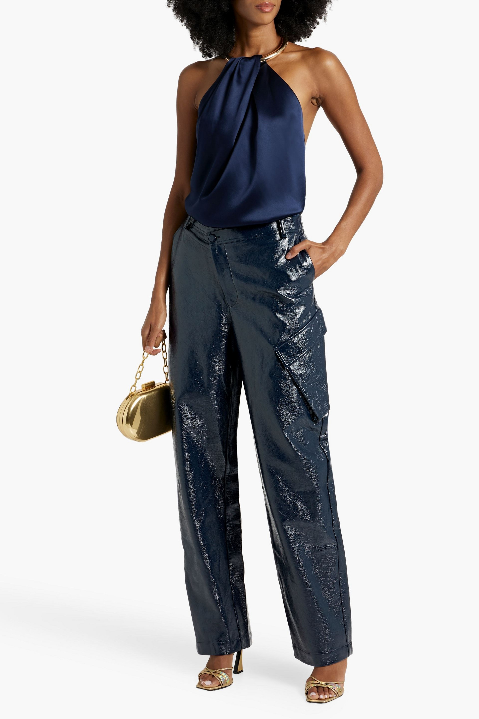 NICHOLAS Genevieve faux textured-leather cargo pants