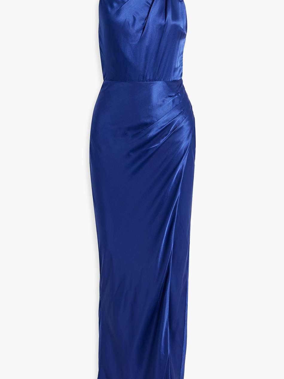 draped satin halterneck maxi dress