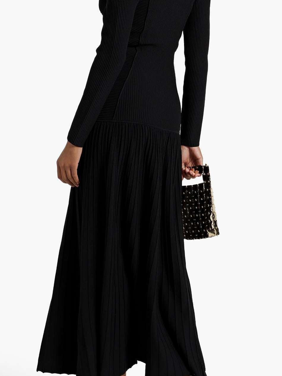 cold-shoulder ribbed-knit midi dress