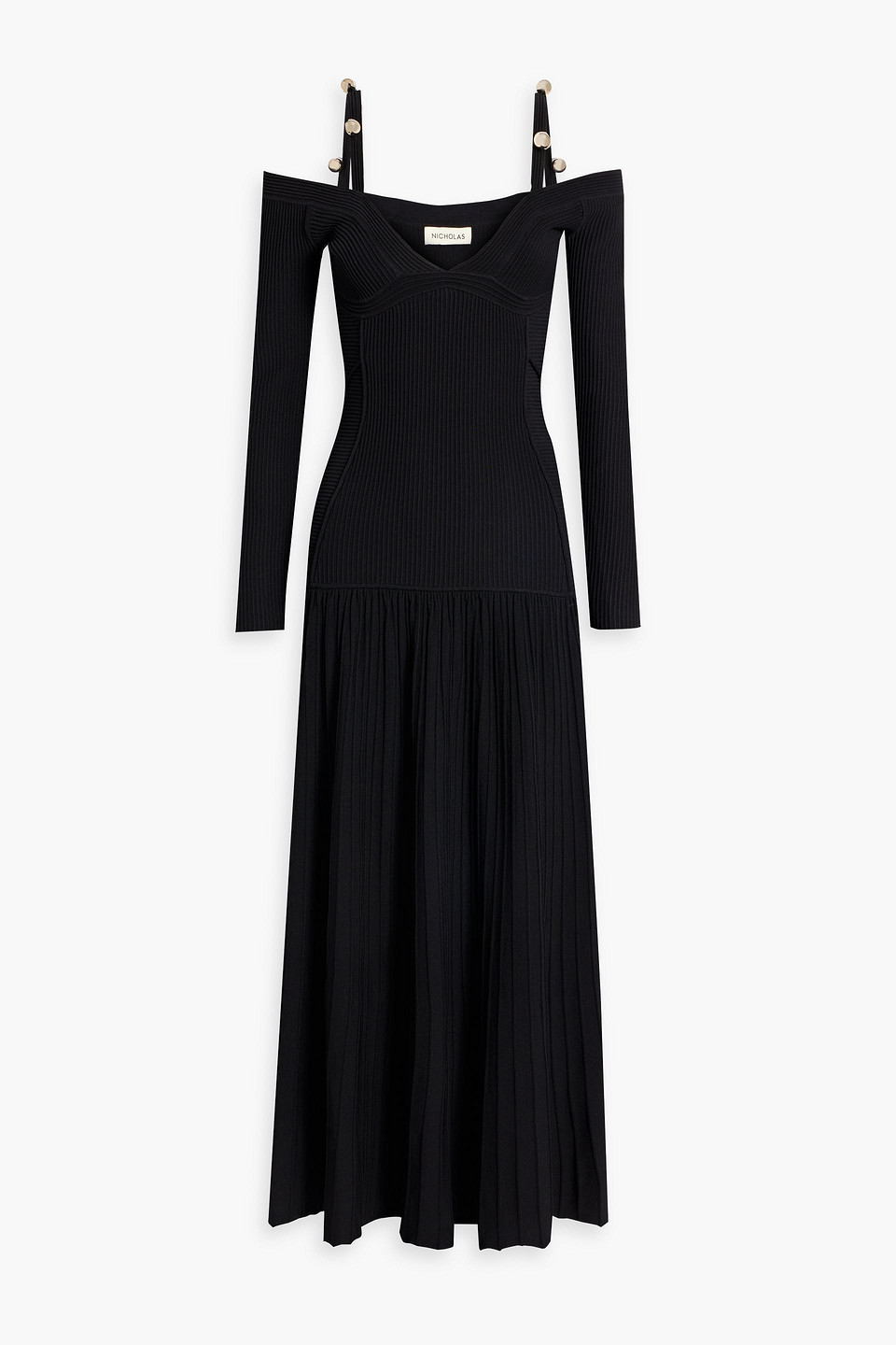 Nicholas Addison Ribbed Midi Dress In Black