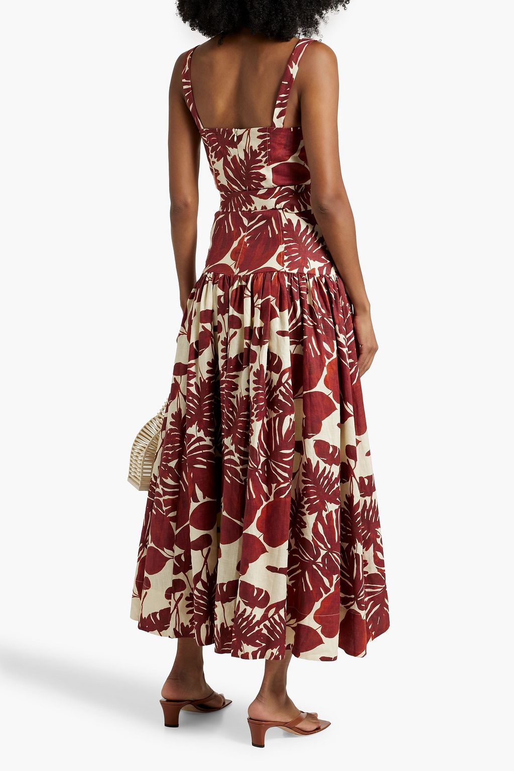 NICHOLAS Belted floral-print linen maxi dress