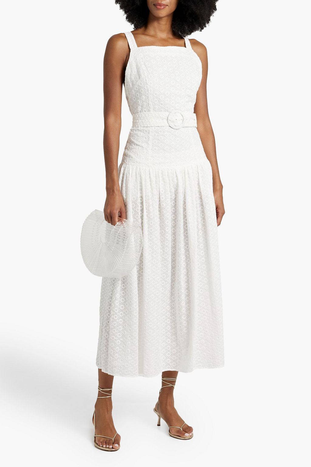 NICHOLAS Belted broderie anglaise cotton midi dress