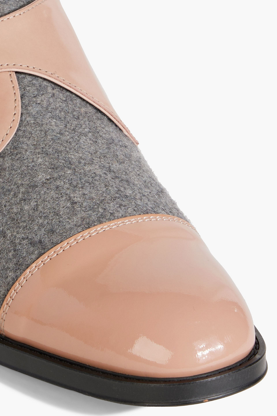 Tod's Buckled Patent-leather And Felt Loafers In Blush